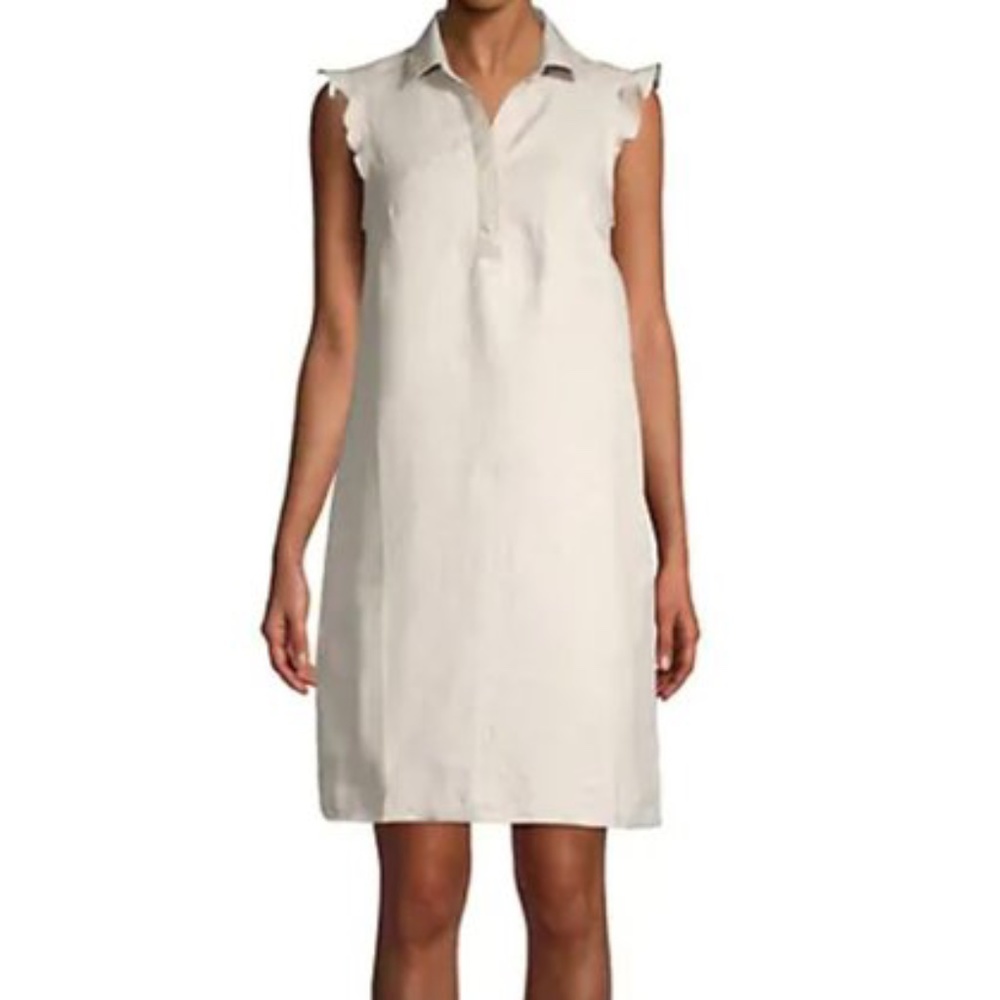 BeachLunchLounge Linen collared flutter shoulder Dress XS pockets